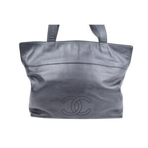 Chanel Coco Mark Shoulder Bag Tote Black Lambskin